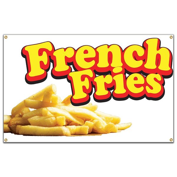 Signmission French Fries Banner Concession Stand Food Truck Single Sided B-120 French Fries19